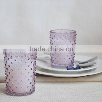 wholesale cylinder engraved glass candle jar for votive