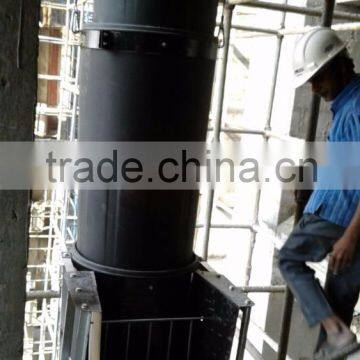 Construction Chutes, floor mounted, HMHDPE material, abrasion resistant