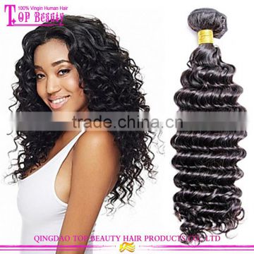 Raw unprocessed deep curly hair weft peruvian human virgin hair