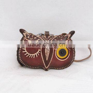 Handmade Leather Large Owl Coin Purse