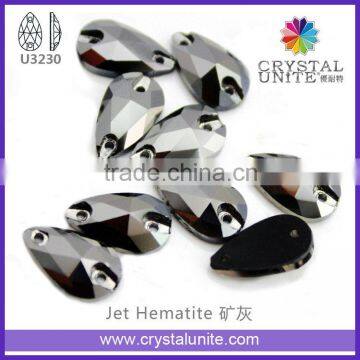 Jet Hematite Machine Cut Sew-on Stone U3230 for Shoes