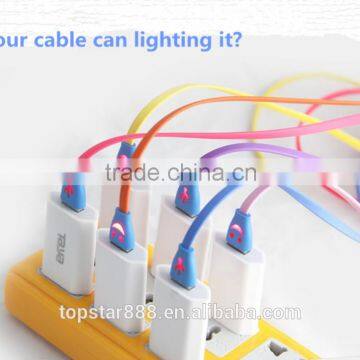 LED Data Cable Smile LED USB Charger Cable for Samsung Galaxy S3 S4 I9500