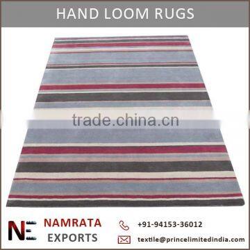 Hand Loom Stripes Design Wool Carpet with Latex Backed Cloth