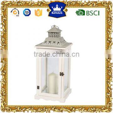 Hot selling simple white LED candle wooden lantern