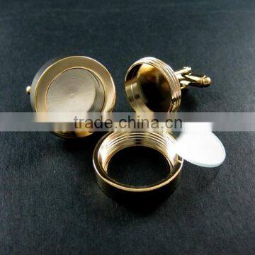 16mm setting 14K light gold round 3mm deep bezel tray charm floating DIY photo cufflinks,wedding cuff links blanks 1500040