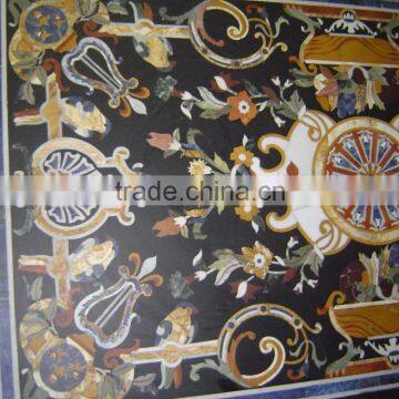 Rectangle Table Top Stone Marble Inlaid Pietre Dure Dining Table Top, Center Table Top Black k