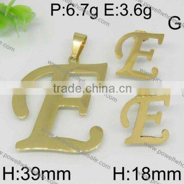 Fashion Hot Wholesale 316l Stainless Steel Jewelry Letter Style Gold Color Set