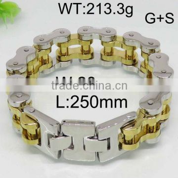 2016 new fashion stainless steel silver and gold color men bracelet