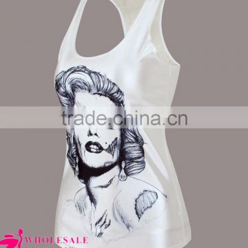 Wholesale summet hot White Tank with Marylon Monroe Printed for women