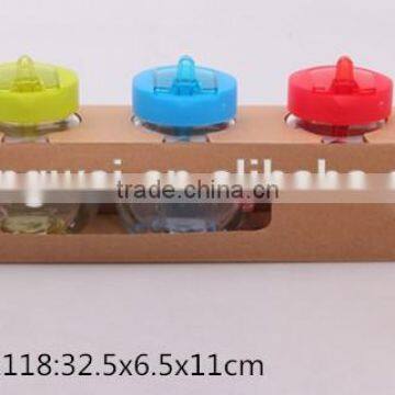 4pcs Glass Spice Jar With Plastic Lid and Spoon