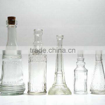 210 ml clear fancy glass wine bottle with cork