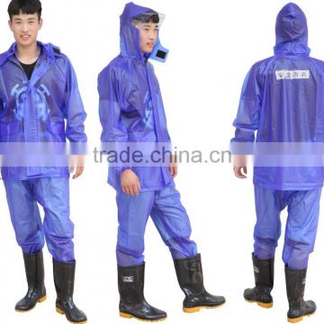 custom made hooded transparent waterproof men outdoor pvc rain suit