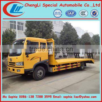 FAW machine transport trucks,flat bed truck for transporting bulldozer