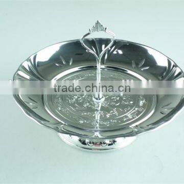 Stainless Steel Stock Ceramic One Layer Silver Cake Stand Holder Fruit Plate photo-2