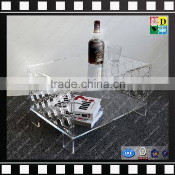 Transparent beauty acrylic end table PMMA coffee tables plastic tea table from china manufacturer