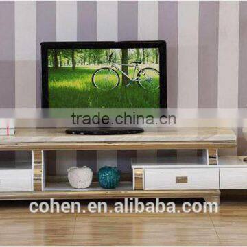 hot selling royal luxury high gloss stainless steel TV stand/cabinet design E1073