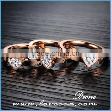 Wholesale Bulk Sale Heart Shaped Rose Gold Plating Stainless Steel Ring Women Jewelry photo-3
