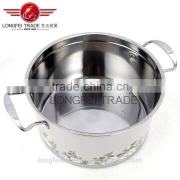 Useful White Color With Flower Decal Stainless Steel Handle Houseware Cooking Pot photo-6