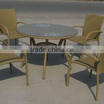 Aluminum Frame Rattan Coffee Set With Round Table photo-4