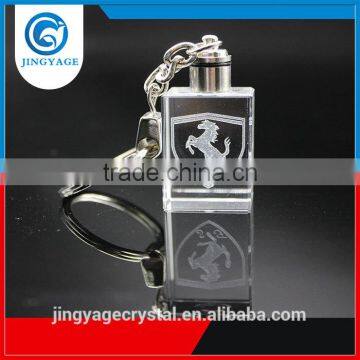 3D Laser Engraved With Car Logo Crystal Led Keychains Photo Led Crystal Key chain