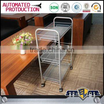 Cheap Kitchen Vegetable Carts Kitchen Trolley With Metal Basket photo-3