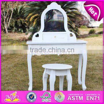 2017 New Design Youth Bedroom White Solid Wooden Dressing Table Chair W08H072 photo-4