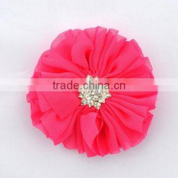Handmade Chiffon Flower With Rhinestone for Kids Hair Accessories photo-6