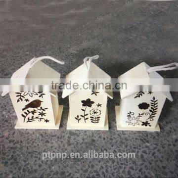 Hot sell small white wooden bird house for hanging inside and outside