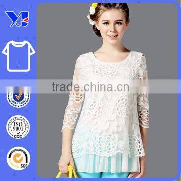 white cut out chiffon bottom layed lace tops