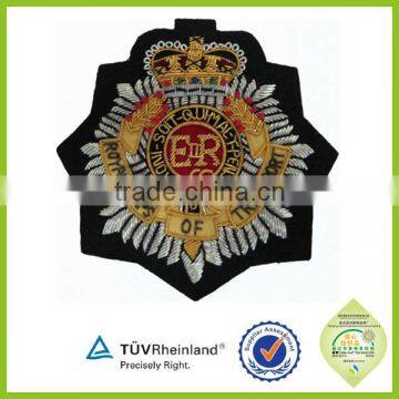 Free sample personalized embroidered bullion wire blazer badges