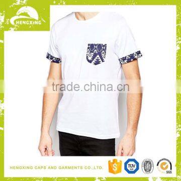 OEM New Design Round Neck 100% Cotton Blank Pocket T shirt Wholesale