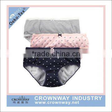 Dot Print White Cotton Girls Preteen Underwear Panties With Lace Trim photo-2