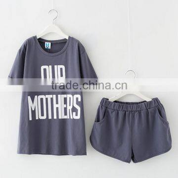 Garment Factories Hot Sale Ladies and Girl's Tshirt and Shorts Sets photo-3