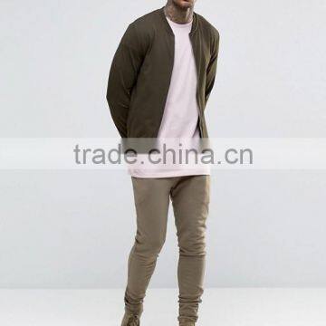 Custom Baseball Collar Without Hood Green Men's 96% Cotton 4% Elastane Casual Breathable Zipper Up Autumn Sweatshirt photo-4