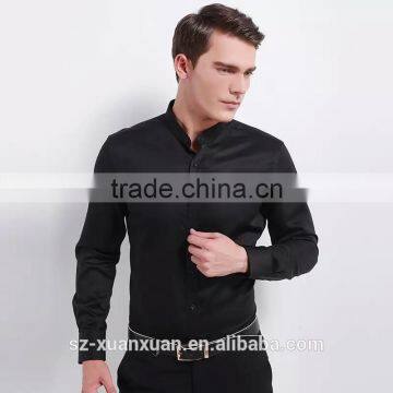 High-quality Black Mandarin Collar Slim Fit Men Shirt 2016 photo-2