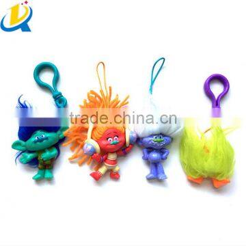 2016 Popular new movie custom cartoon cute pvc Trolls toy keychain