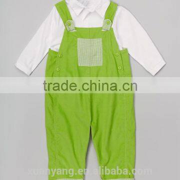 100% Cotton Shirt And bib pants babies clothes suspender trousers and tops 2 piece for baby cothing sets