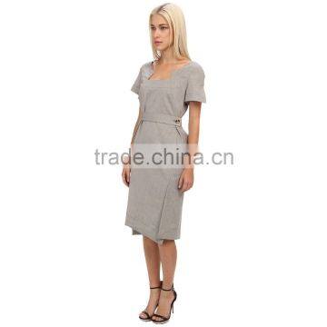 Ladies Dress Tailor Linen Dress for Cocktail Evening Party Dress photo-3