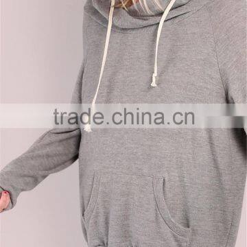 MGOO Women Oversized Sweatshirt Pullover Front Pocket Lightweight Soft Knit Draw String Slouchy Hoodie Heather Grey photo-5