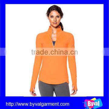 Custom Ladies Running Wear Dry Fit Sport t Shirt Gym Clothing Breathable Half Zip Shirts photo-3