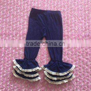 2017 baby wholesale spring clothing baby demin pants baby triple ruffles demin pants