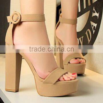 Zm50270b Europe Chunky Heels Slim Women Sexy High Heel Shoes Open Toe Buckle Lady Sandals photo-6