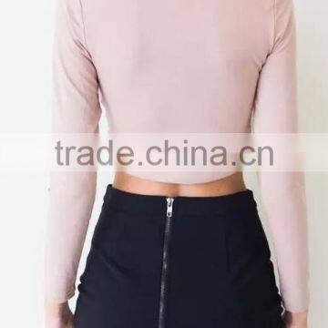 Runwaylover EY2229B Ladies White Long Sleeve Blank Crop Tops Wholesale Cheap photo-2