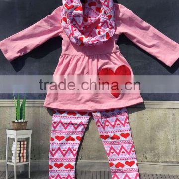 2016 cute toddler V-days girls baby kids Valentine clothes heart top pant new design hot sell boutique clothes kids sets