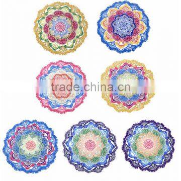 Mandala Beach New Tassel Towel Large Lotus Print Round Yoga Mat 150cm Blanket