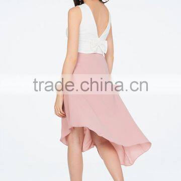 Www Six Photo Com Ladies Pink Chiffon Asymmetrical Skirt photo-6