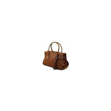 Soft Dark Brown Ladies Leather Business Bags With Tassel Detail , womens business bag