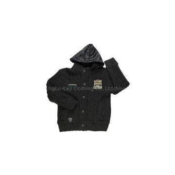 2015 winter cotton woven undetachable hooded zipper outerwear applique sweater jacket