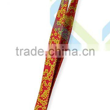 high quality Red and Yellow flower designed Colour coated stainless steel tweezer/promotion gift eyebrow tweezer