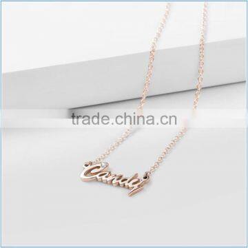 High Quality Stainless Steel Rose Gold Plated Diamond Inlay Name Necklace photo-3